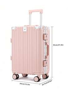 22x14x9 Carry On Luggage Hardside PC Aluminum Framed Travel Suitcase Suitcases Suit Case Travel Luggage Waterproof Carry On Suitcase Hand Luggage Pink Holiday Winter Bag For School School Accessories School Stuff - Dusty Pink - View 8