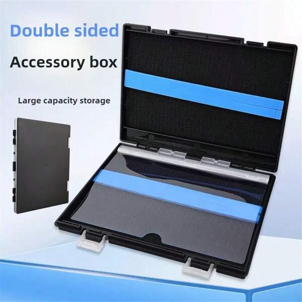 1 pieza Caja de aparejos de pesca ultra delgada de doble cara de 20cm*15cm*2cm, caja de almacenamiento con gran capacidad para señuelos, lentejuelas, pesos, ganchos