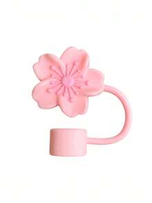 2 piezas Tapas reutilizables de silicona para sorbetes, tapas creativas con diseño de flor de cerezo para sorbetes, tapas anti-salpicaduras y antipolvo para sorbetes, accesorios portátiles y fáciles de limpiar para vasos aislados, tapas de sorbete con flores de 10 mm de grosor, lindas tapas de sorbete con estampado floral de dibujos animados en colores rosa/morado/negro/blanco-amarillo/blanco-rosa