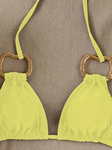 Bộ bikini nữ Polovedo chính hãng mới ra mắt mùa Xuân/Hè, thanh lịch, gợi cảm, màu vàng trơn, thích hợp cho đi biển, dự tiệc và hẹn hò. - Màu vàng - Xem 4