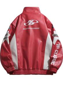 Men's Outdoor Jacket, Racing Suit, Bomber Jacket, Baseball Jacket, Outdoor Jacket, Stand Collar Motorcycle Jacket - Red - View 3