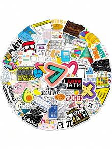 50 张数学涂鸦贴纸，卡通趣味风格数学符号，防水 PVC 材质，可重复使用，适用于头盔装饰、剪贴簿、汽车装饰、派对装饰、标签、贴纸、剪贴簿、笔记本、笔记本电脑、行李箱、吉他、水瓶、手机壳、时尚装饰 - 款式2 - 查看 4