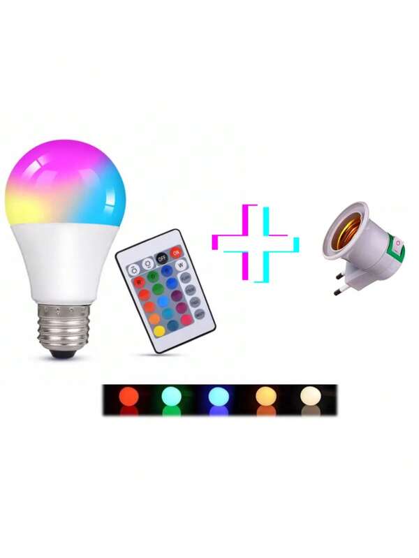 Lampada Mais Suporte Cromoterapia 16 Cores Controle Remoto