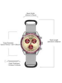 MEGIR MEGIR Luxus Quarz Uhren für Herren, Leinwand Armband, Sport Lässig Chronograph, leuchtende, wasserdichte Herren Armbanduhr mit Datum und 24-Stunden-Anzeige 2247