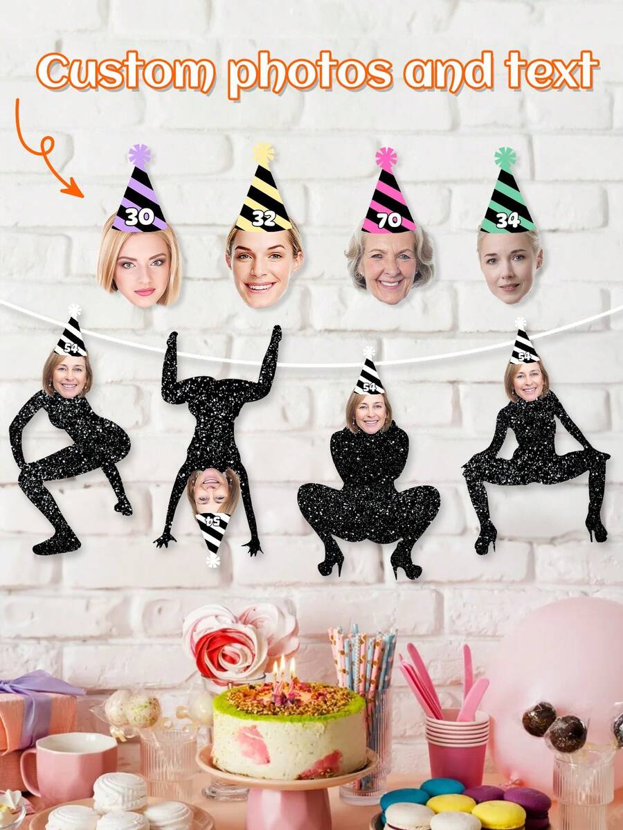 Custom Birthday Hat Face Banner, Custom Bday Face Photo Banner, Birthday Banner, Custom Head On A Banner,Custom Face Banner Birthday, Custom Big Head Banner , Face Banner Photo, Custom Head Birthday - Multicolor - View 1