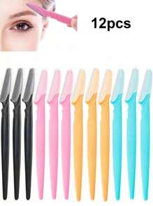 12pcs Safe Eyebrow, Facial, Body Hair Trimmer Shaver Razor With Cover For Women, Makeup Tool Set Hair Removal, Face Hair Removal, Hair Trimmer, Hair Trimmer, Barber Supplies, Haircut, Bag, Organizer, Storage, Hair Accessories