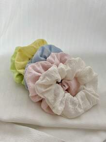 5pcs/Set Women Plain Fabric Large Scrunchies Hair Ties, Elastic Hair Bands For Ponytail & Bun, Vintage Elegant, Suitable For Daily Use Scrunchy Hair Ties, Casual