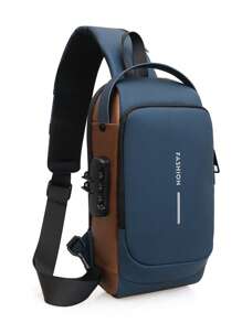 حقيبة صدر مع قفل رقمي بنمط أوكسفورد للرجال - حقيبة صدر متقاطعة بجيب للهاتف على الطراز الكلاسيكي للدراجات النارية، بإغلاق برزم، مقاومة للسرقة، مناسبة للاستخدام اليومي والسفر والرياضة، قابلة للتعديل، متعددة الجيوب، هدية مثالية للأب والزوج والصديق والمعلم للسفر والخارج والزفاف وعيد الفصح