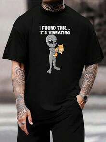 Camiseta de Gato Extraterrestre Vibrante - Divertida Camiseta Gráfica de Humor Espacial para Hombres y Mujeres - Idea de Regalo Original para Adolescentes y Adultos - Negro - Ver 1