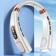 1pc Neck Hanging Fan, Bladeless Portable Neck Fan, Long Battery Life, 5 Adjustable Speeds, LED Display, Dimmable Light, Suitable For Students, Office, Outdoor Travel, Perfect Gift, Holiday Essential