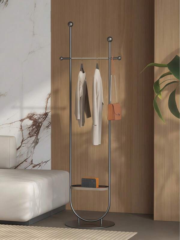 Luxuriöser minimalistischer Metallkleiderständer - Italienischer freistehender Schuhe & Handtaschenorganizer mit Regalen, moderner Garderobe Ständer für Jacken, Taschen, Schuhe, Platzsparende Aufbewahrungslösung für Schlafzimmer & Flur.