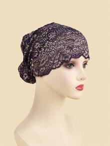 1pc Muslim Lace Cap With Rhinestones, Breathable And Versatile For Covering Grey Hair - Multicolor - View 10