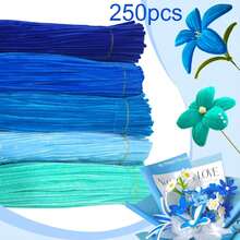 100/250/500/700/1500 Pcs Value Packs DIY Blue Pipe Cleaner Projects, Blue Chenille Stems + Blue Pom Poms, 11.81x0.6 Craft With Pipe Cleaners Supplies, Colorful Chenille Stems, Color Mix Fuzzy Wire Bulk