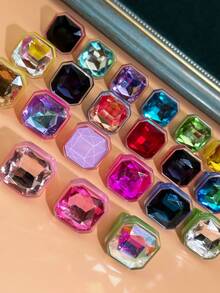 1 chiếc/20 chiếc Nhẫn nhựa pha lê hình bát giác sang trọng, Nhẫn đôi DIY nhiều màu, Thích hợp cho phụ nữ mặc thường ngày/dự tiệc và làm quà tặng Valentine - vòng nhựa - Xem 4