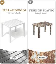 Crestlive Products - Mesa auxiliar rectangular de aluminio, mesa auxiliar para patio, pequeña mesa de centro para exteriores y interiores - Blanco - Ver 9