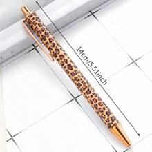 1 pieza Bolígrafo de punta redonda con opciones de varios colores, patrón de estampado de leopardo por transferencia térmica, bolígrafo neutro para firmar, gran leopardo, pequeño leopardo, nuevo leopardo, leopardo lindo para niñas, bolígrafo con película floral de transferencia térmica multicolor, metal, de vuelta a la escuela