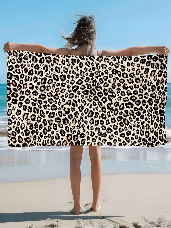 1 Stück Leoparden-Strandtuch, großes und superabsorbierendes Mikrofasertuch für vielfältige Zwecke, geeignet für Reisen, Schwimmbad, Tauchen, Surfen, Yoga, Camping, Strandaccessoires, Geschenke für Freundin/Freund, Sommerreise, Urlaubsferien, Badezimmerdekoration, Strandutensilien