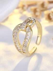 1 pieza Anillo de nueva moda con diseño de herradura en tono dorado, joyería lujosa de dedo abierto