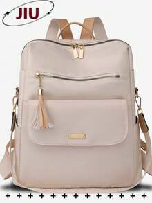 女士防盗流苏复古双肩包，多功能时尚日常包，多口袋轻便旅行包，大容量简约书包，方便实用，适合学生、护士、教师、商务人士、旅行、通勤、购物、办公、约会、徒步、训练、工作等各种场合，也是生日礼物和节日礼物的理想之选。