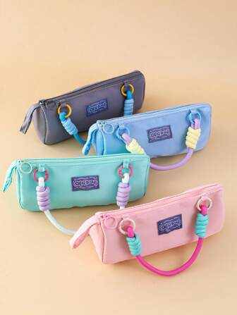 1 件彩色绳月亮袋，理想的文具袋，可爱的便携式铅笔盒，小物品收纳袋，完美的返校铅笔盒，学校用品，铅笔袋，书包