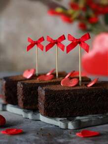 20pcs Bowknot Cake Toppers Picks Baking Cake Decorations For Party Dessert Fruit