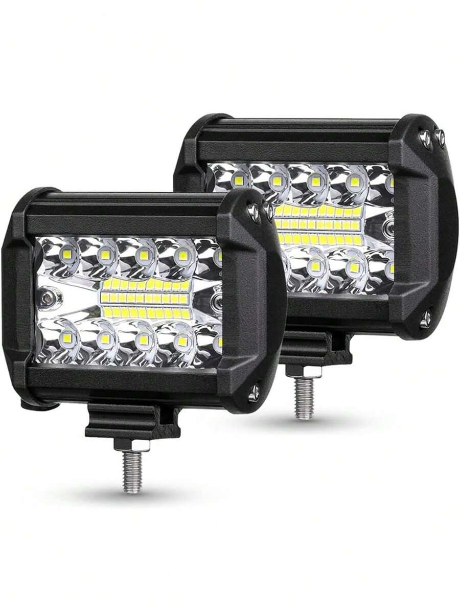 Set Faros auxiliares 20 LED cuadrados de luz para coche moto 60w universales 2 uds - Negro - Ver 1