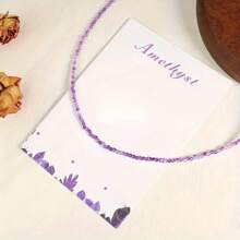 1pc Natural Amethyst Faceted Stone Necklace Simple Purple Bead Chain February Birthday Stone Women's Jewelry Daily Outfits And Gifts For Elegant Accessories Exquisite Workmanship