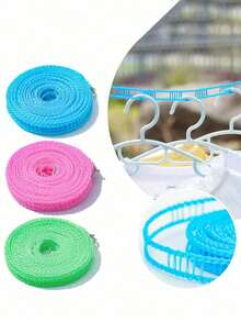 Heavy Duty Windproof Clothesline Nylon Clothesline Windproof Clothesline Travel Clothesline Portable Clothesline Hanging Rope Indoor And Outdoor Camping Home Hotel Multiple Colors (3m And 5m) | No Punch Non-Slip Indoor/Outdoor Use, Suitable For Camping And Home Laundry - Multicolor - View 6