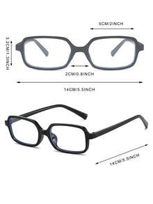 1 Pair Women's Small Frame Rectangular Minimalist Black Plano Glasses, Suitable For Daily Outfits - Black - View 4
