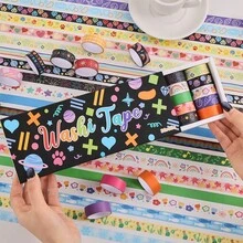 ICCEEMEE 30 Rolls Colorful Washi Tape Set, Decorative Washi Tape Washy Tape Bible Journaling Supplies Masking Tape For Arts & Crafts, Card Wrapping, Scrapbooking, Junk Journal, Bullet Journaling, 2m (2.2yards) - 均碼 - 查看 13