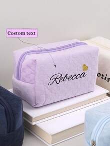 1 pieza Estuche de lápices a cuadros personalizado por transferencia térmica, estuche de lápices personalizado con texto personalizado - gran capacidad, bolsa de almacenamiento - perfecto para guardar útiles escolares, necesidades de oficina, multifuncional