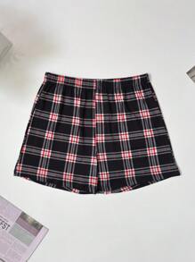 4pcs/Set Men's Plaid Print Stretchy Loose Casual Shorts, Breathable Comfortable Pajama Pants, With Elastic Waistband, Multi-Color Combination