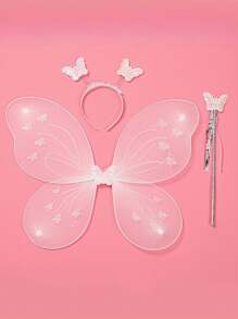 3 Stücke Festivalparty Zubehör, Schmetterling Prinzessin Themen Partyzubehör, Schmetterlingsflügel Fee Stab, Cosplay Bühnenauftritte, Flügel, Fee Stab, Tüllrock Accessoires, Foto Atmosphäre Gestaltungsutensilien, sehr geeignet für Feiertage, Geburtstagsfeiern sind die besten Kostüme zum Verschenken an Familie, Freunde und Geliebte.