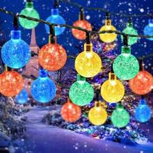 100 LED Solar Crystal Ball String Lights With 8 Lighting Modes - Warm Yellow Glow For Halloween, Christmas, Garden, Yard & Party Decorations, IP44 Solar-Powered Outdoor Decor, 20/50LED Options, Intelligent Light Strip, Perfect For Bar Tent & Camping Setup, Garden Lights Decorative Lights Solar Lights, Lights For Decoration