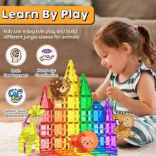 3/5/6/60pcs Jungle Theme Magnetic Building Blocks Set - 3D STEM Kids Toy, Combines Creative Building, Educational Learning And Imaginative Play - Perfect Gift For Boys And Girls - Multicolor - View 6