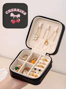 1pc Jewelry Box, Large Capacity Jewelry Storage Box, Jewelry Organizer Box, Miniature Jewelry Case, Jewelry Savings Box, Portable Travel Jewelry Box, Makeup Box, Various Jewelry Boxes,Simple Travel & Home Jewelry Box For Women Storage Organizer Travel Essentials Back To School Dormitory Storage