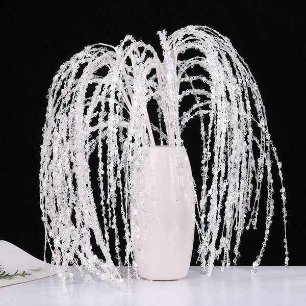 55cm Artificial Twig Branch, Handmade DIY Accessory With Glitter Sprigs, Suitable For Scene Decoration, Home Floral Arrangements, Wedding Bouquet, Dry Branch With Golden Glitter, For Home, Office, Mall And Events