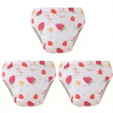 3pcs/Set Reusable Baby Training Pants With Leak-Proof Lining - Unisex Toddler Potty Training Underwear + Washable Cloth Diapers, Gift Set With Vibrant Strawberry, Orange And Peach Patterns, Baby Clothing Gift - Multicolor - View 14