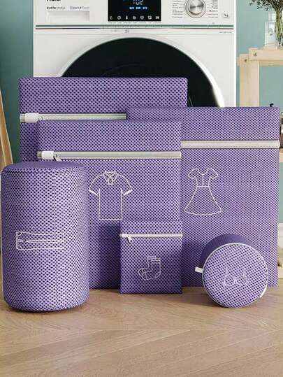 1 件彩色刺绣加厚洗衣袋、洗衣机保护网袋、内衣、胸罩和衣服洗漱袋