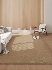 1pc Faux Jute Decorative Rug & Mat, Dirt-Resistant & Machine Washable, Multiple Sizes & Shapes Available, Suitable For Living Room, Kitchen, Bathroom, Entryway, All Season, Pet-Friendly Carpet Mat. (Creases May Occur Due To Factory Packaging, Just Need To Lay Flat For A Few Days To Restore Flatness) - Camel - View 3