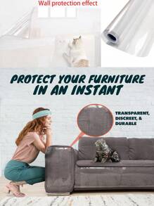 1 Piece Of PVC Material Self-Adhesive Cat Scratch Film Self-Adhesive, Cat Scratch Protection Sofa Transparent, Scratch Resistant Wall, Scratch Resistant Protective Film, Sofa Scratch Resistant Protective Film, Used As Scratch Resistant Tape For Furniture, Sofa, Sofa Wall And Door Protection Cat Scratch Furniture Protective Cover, Cat Paw Adhesive Sofa Protective Cover, Cat Scratch Furniture Protective Cover