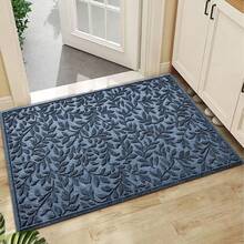 ¡RecomendadoBulijojo - Felpudo de entrada para interiores y exteriores, duradero y resistente, tapete de bienvenida de goma natural gruesa, absorbente, antideslizante, alfombra de entrada fácil de limpiar, 17 x¡Top de Temporada - Hojas verdes - Ver 8