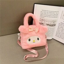 Sanrio Minimalist Cartoon Plush Kids Handbag & Crossbody Bag, Kuromi & Pompompurin Design For Girls