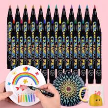 12/24 Color Ceramic Color Pen Set, Ceramic Surface Decoration Graffiti Pen Drawing Pen, Creative DIY Poster Handwriting Greeting Card Drawing Pen Art Design Gift Stationery Student Office Hand-Painted Tool, School Supplies,Back To School