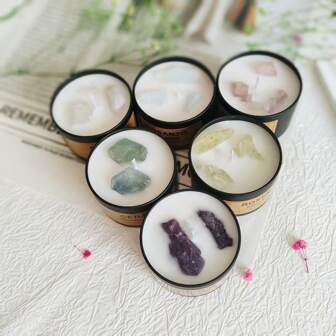 6 pièces Bougies parfumées à la cire de soja cristalline, cadeau pour femme, cadeau pour la Fête des mères, Noël, Action de grâce, pendaison de crémaillère, amie, cadeau de spa