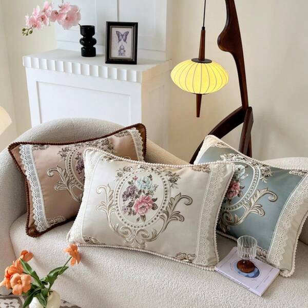 Funda De Almohada Bordada De Estilo Europeo Vintage De 50*50cm
