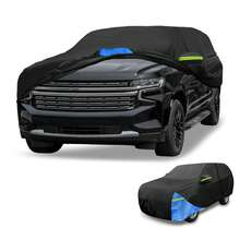 Car Cover Waterproof All Weather 210D, UV Sun Rain Protection, With Left Side Zipper - Black Blue for Chevrolet Tahoe - View 1