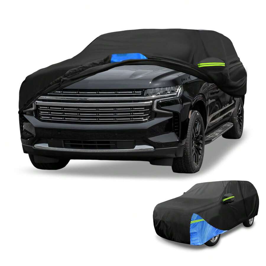 Car Cover Waterproof All Weather 210D, UV Sun Rain Protection, With Left Side Zipper - Black Blue for Chevrolet Tahoe - View 1