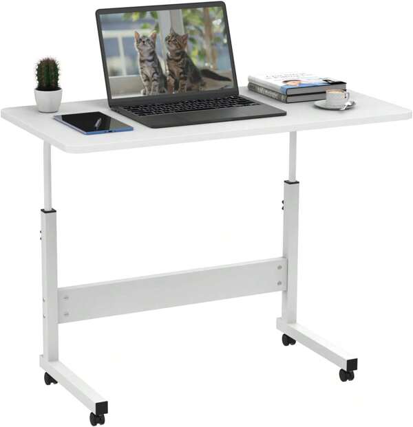 avolo per computer portatile regolabile in altezza, tavolo da letto rotelle, scrivania in piedi mobile 80 x 40 cm Computer Desk, tavolo da computer mobile, tavolo da letto, scrivania