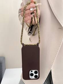 Keychain, Lanyard Solid Color Fashionable And Simple Phone Case With Hanging Rope Can Be Slung Diagonally, Compatible With Apple Series Models Waterproof Shockproof Anti-Fall Scratch Resistant